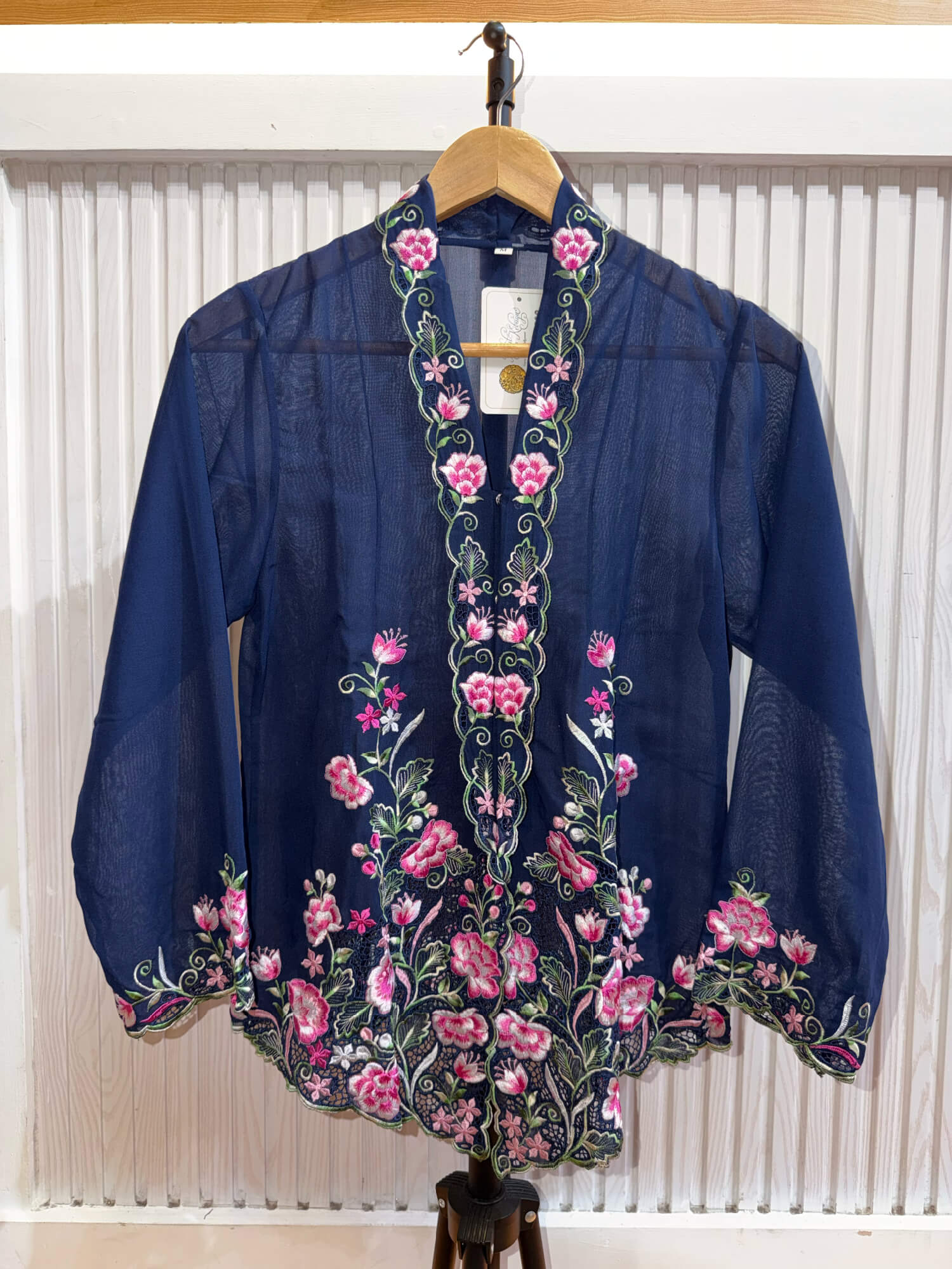 A017 Nyonya Kebaya in Space Indigo and Cotton Candy
