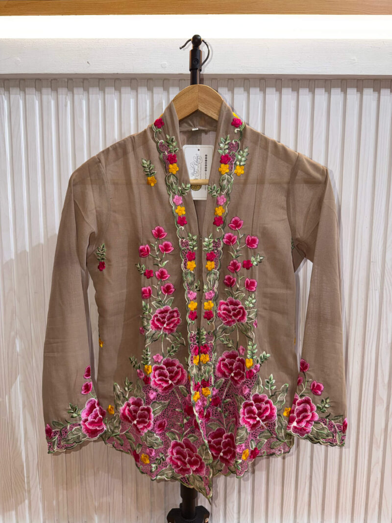 A024 Nyonya Kebaya in Dusty Taupe and Cherry Rose