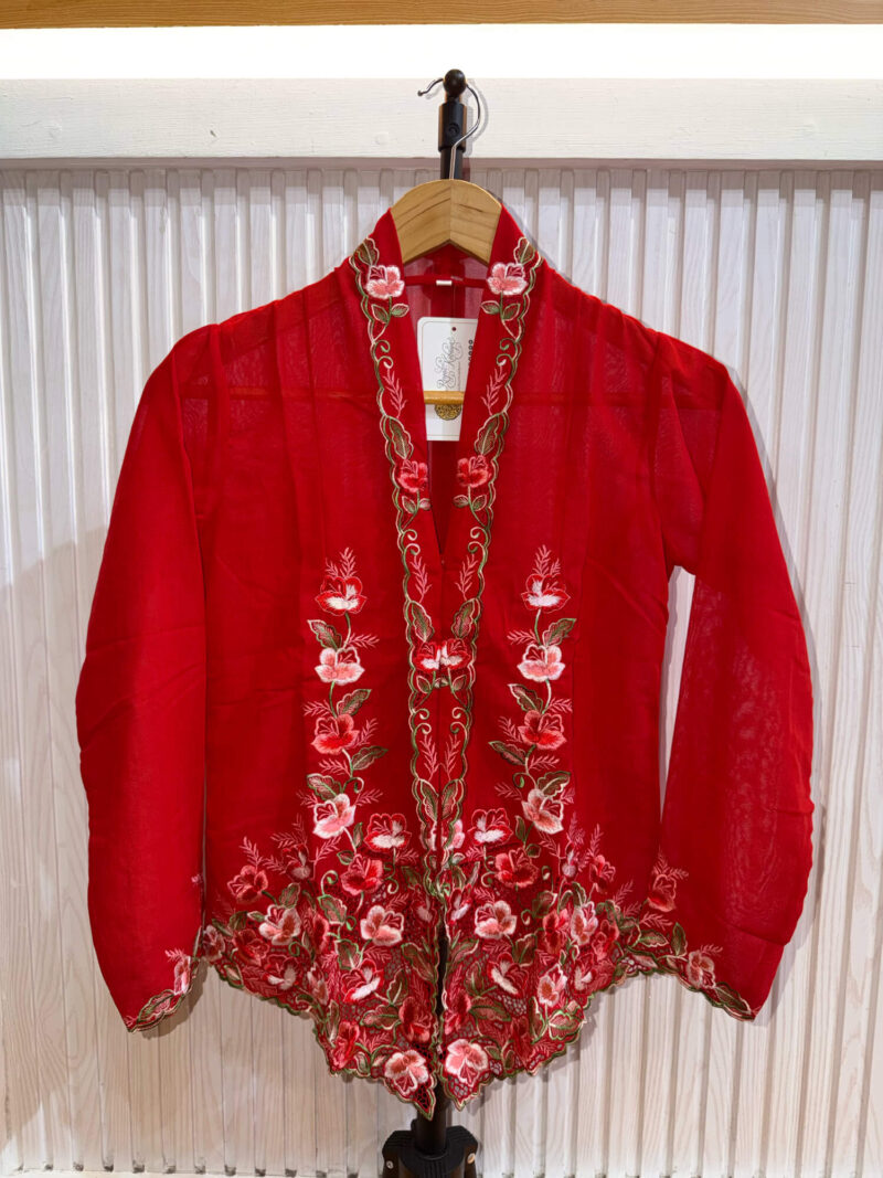 A031 Nyonya Kebaya in Brick Red and Porcelain