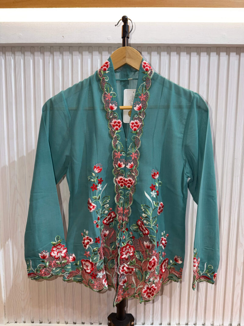 A032 Nyonya Kebaya in Tropical Teal and Crimson