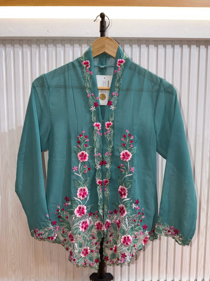 A033 Nyonya Kebaya in Tropical Teal and Cotton Candy