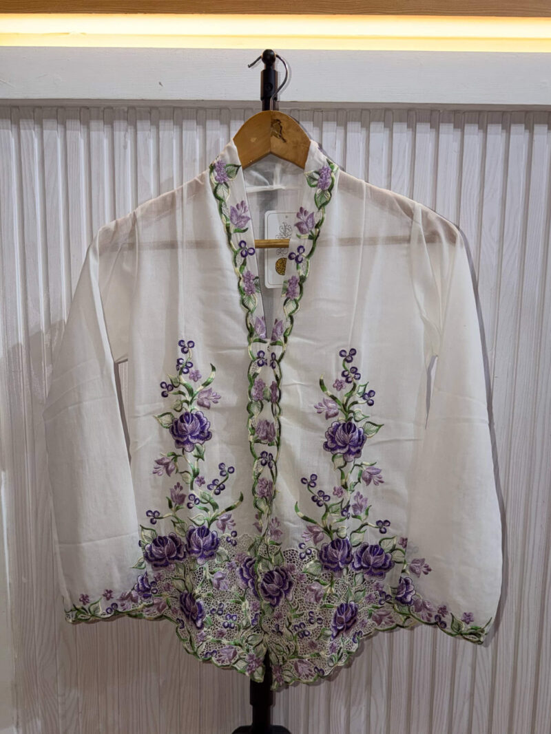 A034 Nyonya Kebaya in White and Indigo