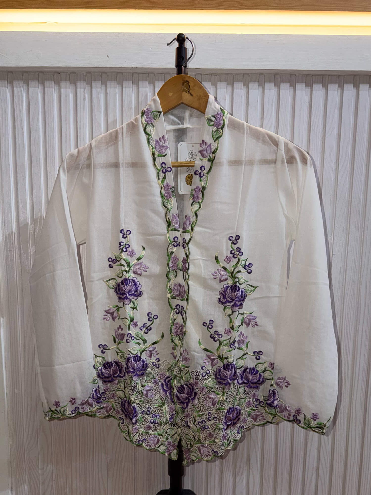 A034 Nyonya Kebaya in White and Indigo