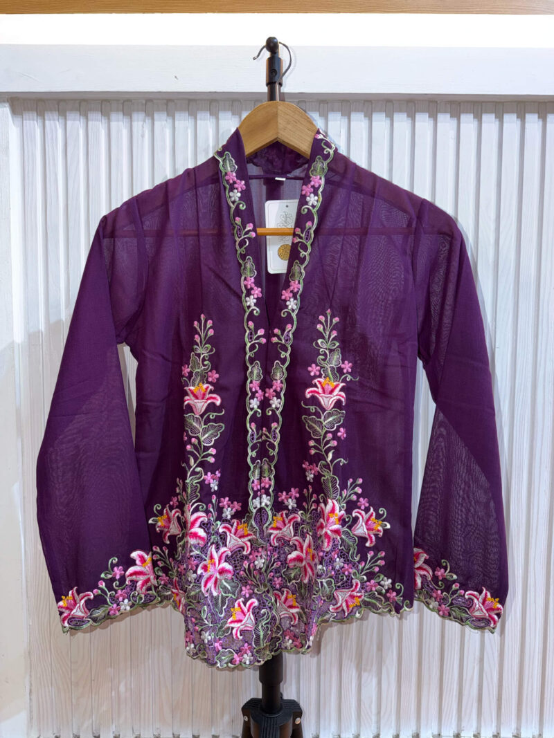 A035 Nyonya Kebaya in Midnight Violet and Baby Pink