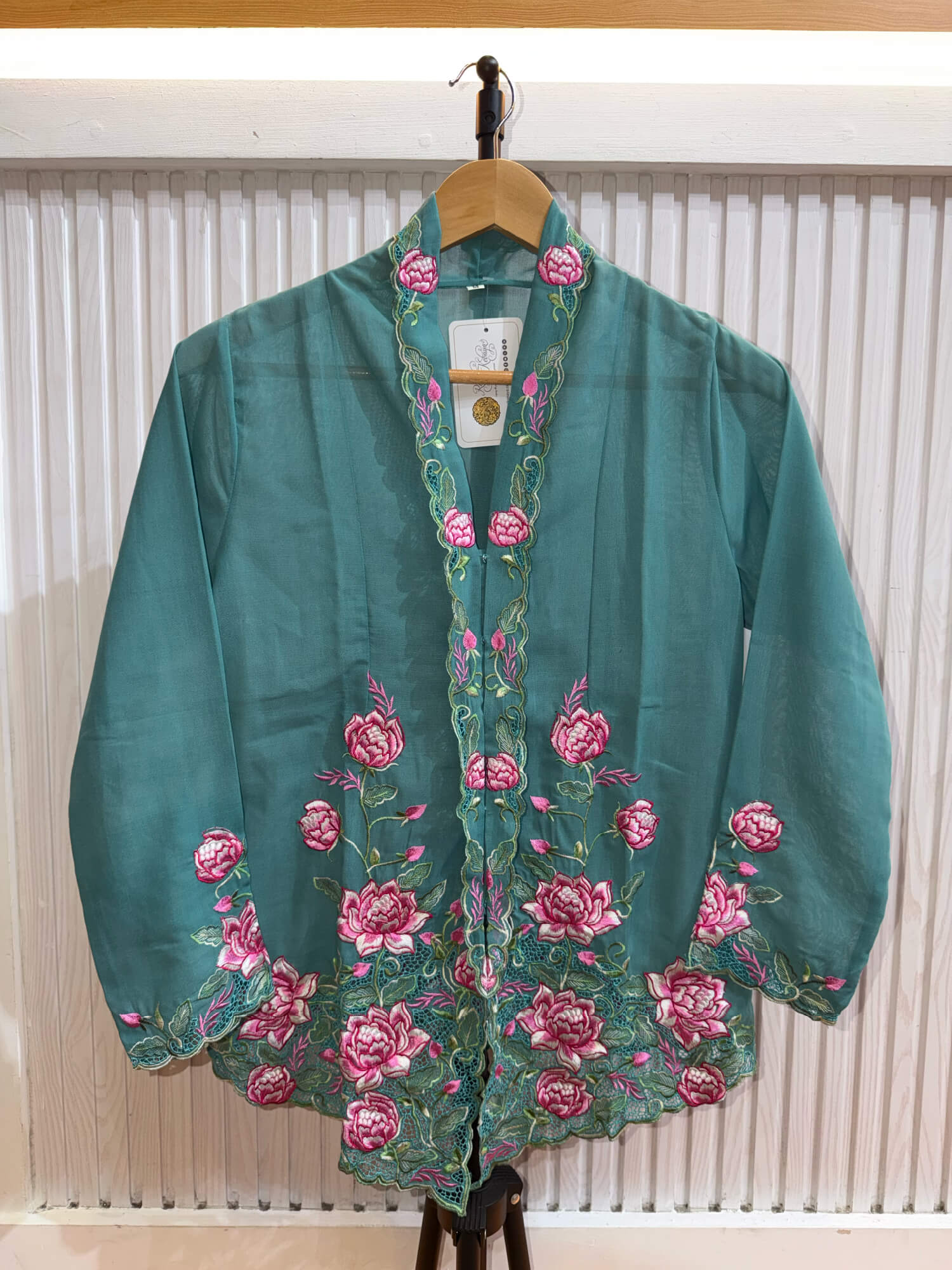 A039 Nyonya Kebaya in Tropical Teal and Cotton Candy