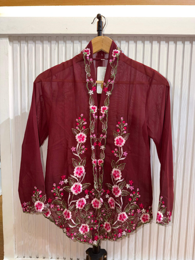 A041 Nyonya Kebaya in Wine Plum and Cherry Rose