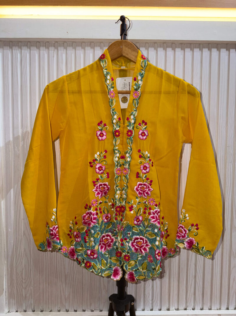 A045 Nyonya Kebaya in Amber Gold and Cherry Rose